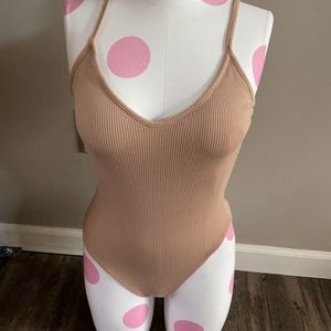 Ribbed Tan Bodysuit